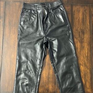 MOTHER Women's Black Leather Slim Jeans